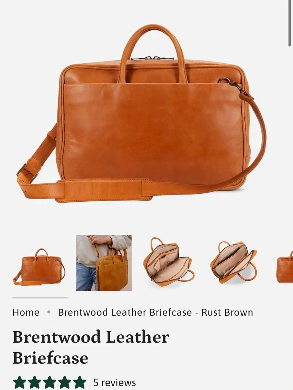 Parker Clay Brentwood Leather Briefcase w/ leather folio